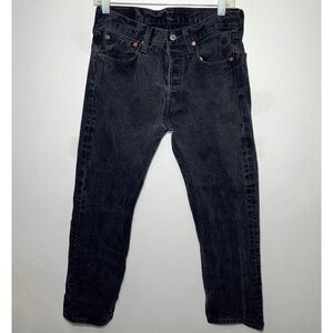 Pre-Owned Levis 501 Jeans 31 x 30 Black Straight Button Fly Dark Wash Denim Men
